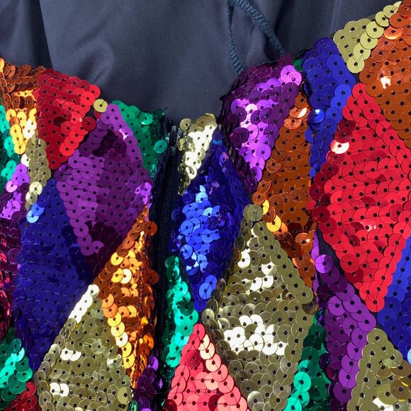 Vtg 80s J Reynolds Womens Formal Dress | 5/6 | Rainbow Sequins | 80s Valley Girl - Picture 4 of 10